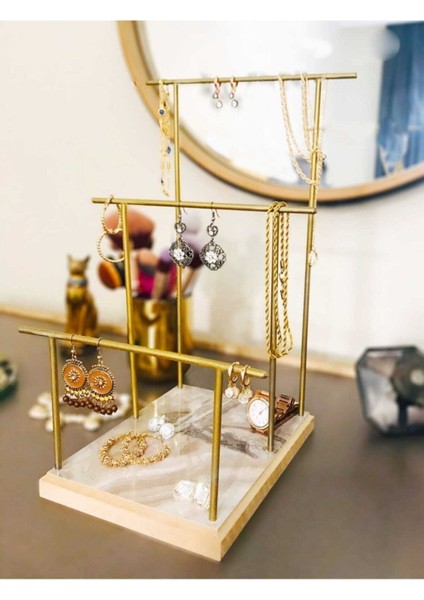 Şık Altın Takı Standı, Düzenleyici, Küpe, Bileklik, Kolye, Büyük Ayaklı