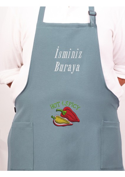Mutfak Önlüğü Kişiye ve İsme Özel Nakışlı Mutfak Önlüğü BIBER02 Farklı Renkler