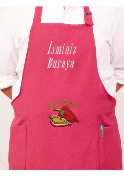 Mutfak Önlüğü Kişiye ve İsme Özel Nakışlı Mutfak Önlüğü BIBER02 Farklı Renkler
