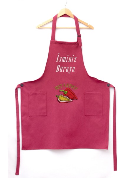Mutfak Önlüğü Kişiye ve İsme Özel Nakışlı Mutfak Önlüğü BIBER02 Farklı Renkler fiyatları