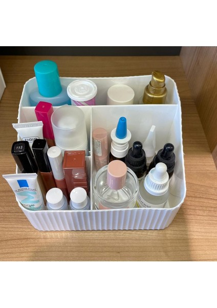 4 Bölmeli Makyaj ve Kozmetik Düzenleme Kutusu, Parfüm, Krem, Kalemlik, Masaüstü Organizer fiyatları