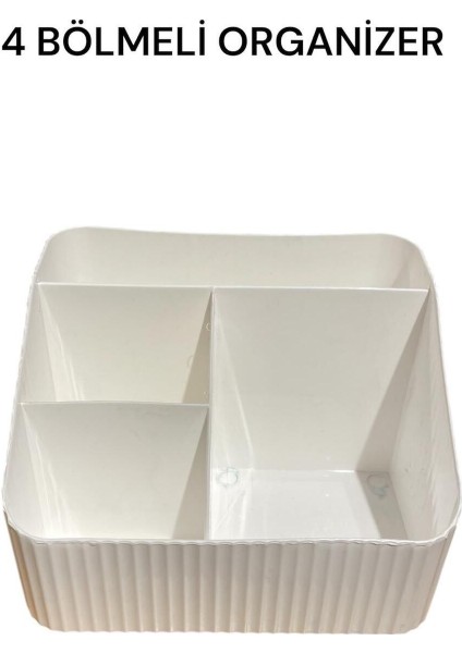 4 Bölmeli Makyaj ve Kozmetik Düzenleme Kutusu, Parfüm, Krem, Kalemlik, Masaüstü Organizer