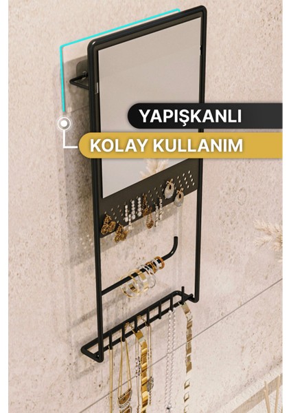 Şık Siyah Mat Takı Düzenleyici, Aynalı ve Lüks Tasarım modelleri