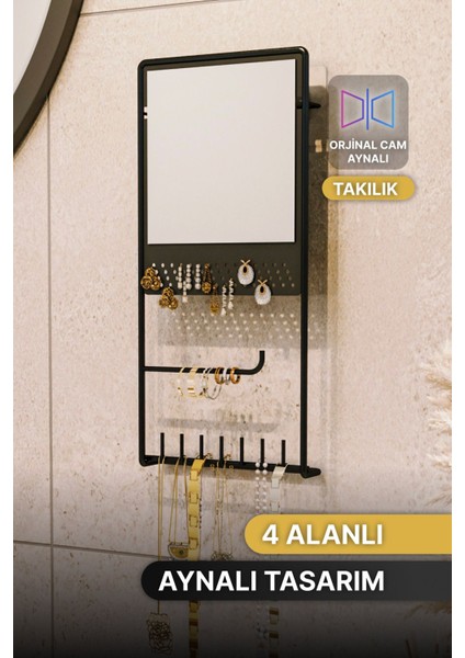 Şık Siyah Mat Takı Düzenleyici, Aynalı ve Lüks Tasarım fırsatları