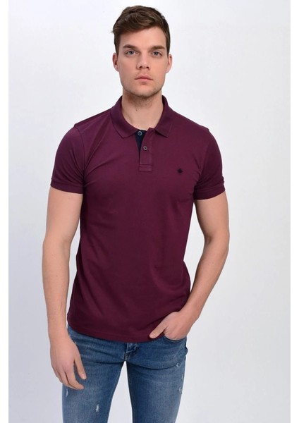 Erkek Mürdüm Polo Yaka Likralı T-Shirt T621 fırsatları