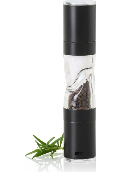 Duomill Pure Çiftli Biber ve Tuz Değirmeni, 22 Cm, Siyah Akrilik