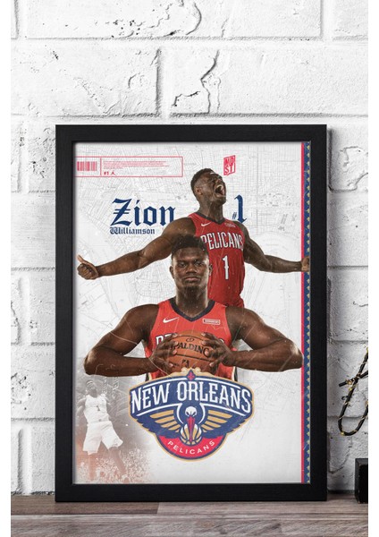 Zion Williamson Çerçeveli Tablo - New Orleans Pelicans Nba Posteri Tablo