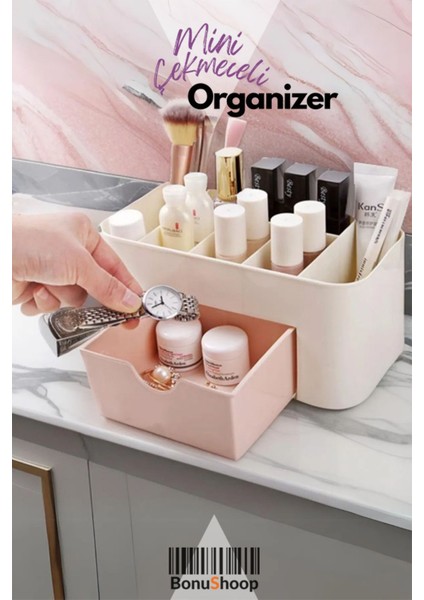 Beyaz Mini Çekmeceli Düzenleyici, Makyaj ve Takı Saklama Kutusu