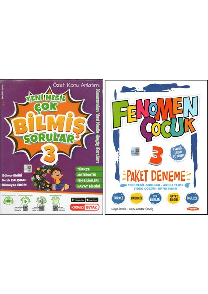 Kırmızı Beyaz 3. Sınıf Çok Bilmiş Sorular+Fenomen Paket Deneme (2 Kitap)