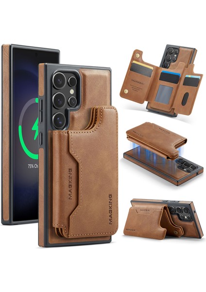 Samsung Galaxy S23 Ultra Cüzdan Pc + Tpu + Pu Telefon Kılıfı Magsafe ile Uyumlu (Yurt Dışından)
