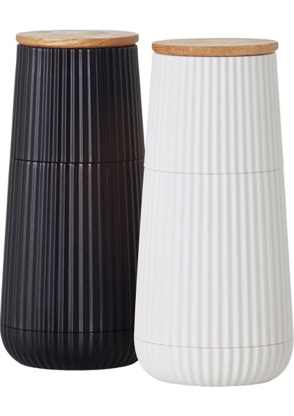 Scape Pfeffer ve Tuz Değirmeni Seti, Seramik Öğütme, Siyah Beyaz Tasarım