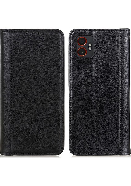 Samsung Galaxy Xcover7 Pro Stand Kılıf Bölünmüş Deri Litchi Doku Cüzdan Telefon Kılıfı (Yurt Dışından)
