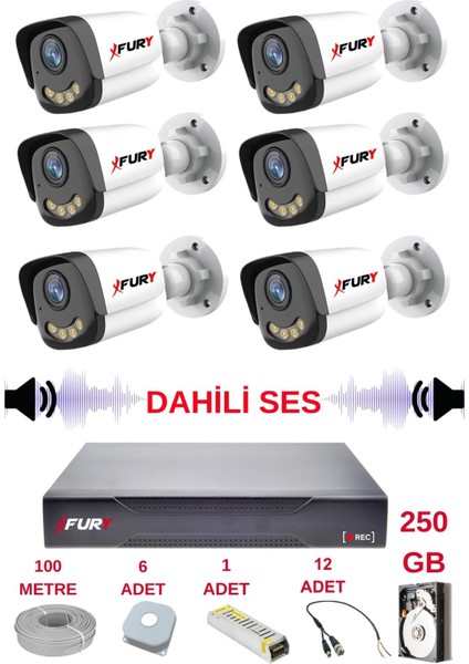 6 Lı Sesli Gece Renkli Görüş Güvenlik Kamerası Su Geçirmez Güvenlik Kamerası Seti 5590S 250GB fiyatları