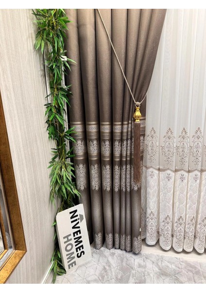 Nivemeshome FT632255 V-5327 Antakya Toprak 1/3 Sık Pileli Fon Perde Apm modelleri