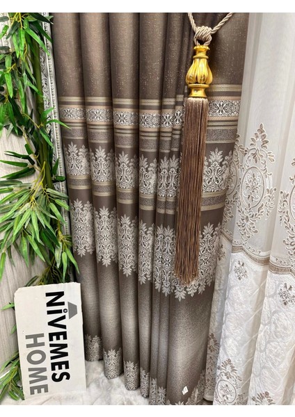 Nivemeshome FT632255 V-5327 Antakya Toprak 1/3 Sık Pileli Fon Perde Apm fırsatları