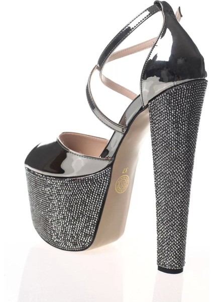 Kadın Moda Şık Gold Ayna Ökçe Poli Taş Yüksek Topuk Topuklu Düğün Nişan Gece Abiye Ayakkabı fırsatları