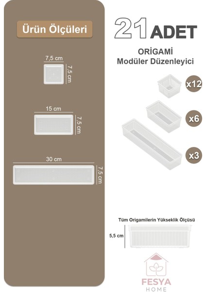 Çok Renkli 21'li Makyaj ve Takı Organizeri Çekmece Içi Düzenleyici Set indirimleri