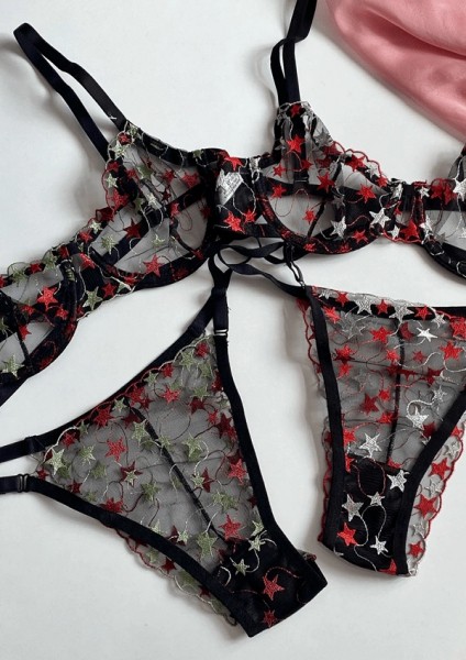 2'li Avantaj Paket 4 Parça Yıldız Işlemeli Desteksiz Balenli Sütyen Takım (Gizli Gönderi) modelleri