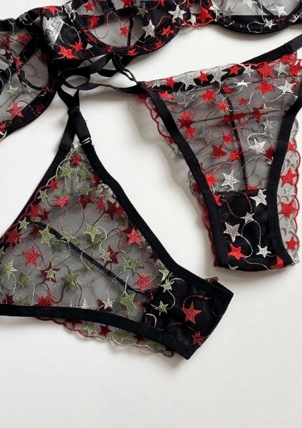 2'li Avantaj Paket 4 Parça Yıldız Işlemeli Desteksiz Balenli Sütyen Takım (Gizli Gönderi) fırsatları