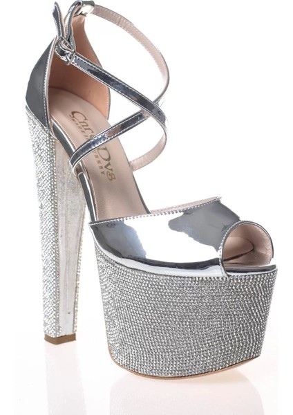 Kadın Moda Şık Gold Ayna Ökçe Poli Taş Yüksek Topuk Topuklu Düğün Nişan Gece Abiye Ayakkabı fiyatları