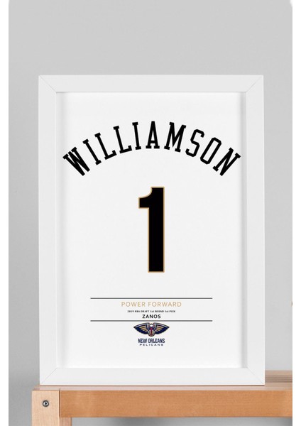 Zion Williamson Forma Çerçeveli Tablo - Nba New Orleans Pelicans Jersey