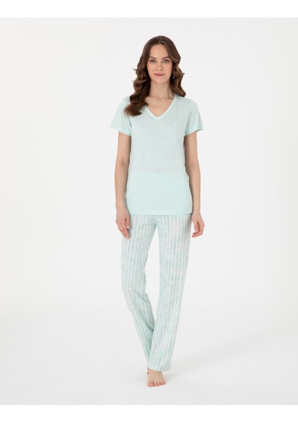Kadın Mint Kısakollu Pijama Takımı 50318972-VR090