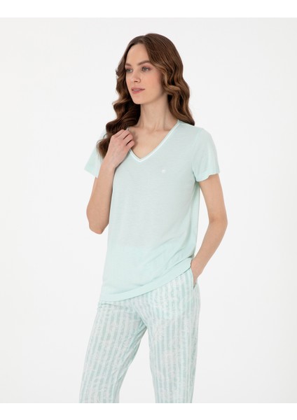 Kadın Mint Kısakollu Pijama Takımı 50318972-VR090 modelleri