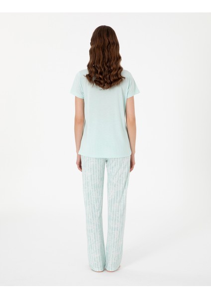 Kadın Mint Kısakollu Pijama Takımı 50318972-VR090 indirimleri