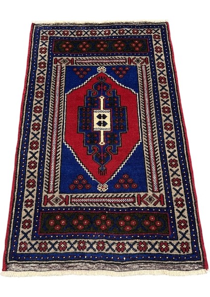 El Dokuma Sıfır Obruk Halısı 77X125 Lacivert Kök Boya Halı Lacivert