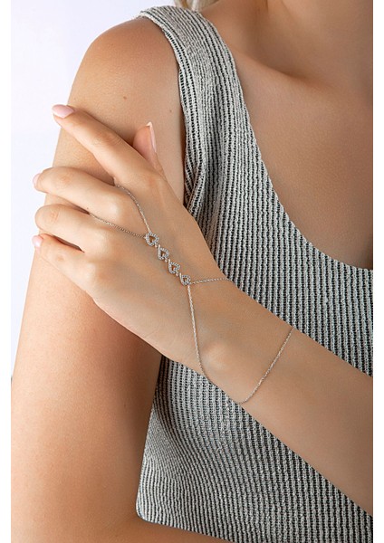 925 Ayar Gümüş Kalpli Taşlı Şahmeran