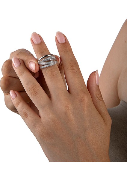 925 Ayar Gümüş 6 Sıra Bantlı Taşlı Yüzük indirimleri