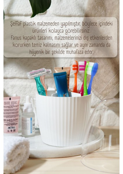 İki Bölmeli Fanus Kapaklı Makyaj Organizeri Şık ve Fonksiyonel Depolama Sistemi modelleri