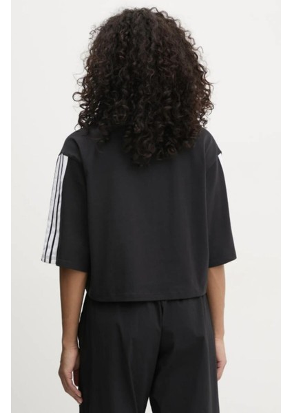 Essentials 3-Stripes Kadın Pamuklu Siyah Rahat Kesim T-Shirt indirimleri
