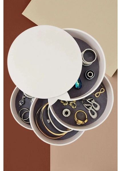 Beyaz 4 Katlı Döner Takı ve Aksesuar Organizer, Şık ve Fonksiyonel Tasarım modelleri