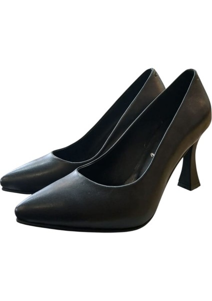 Hakiki Gerçek Orjinal Deri Siyah Stiletto 9cm Kadeh Topuk Yükseliği Kadın Ayakkabı modelleri