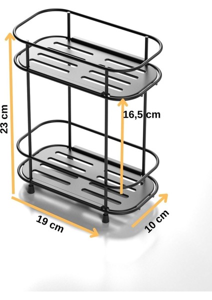 Iki Katlı Mat Siyah Çok Amaçlı Düzenleyici, Banyo ve Mutfak Için Uygun fırsatları