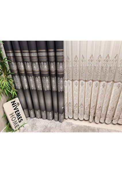 Nivemeshome FT632255 V-2545 Antakya Antrasit 1/3 Sık Pileli Fon Perde Apm modelleri