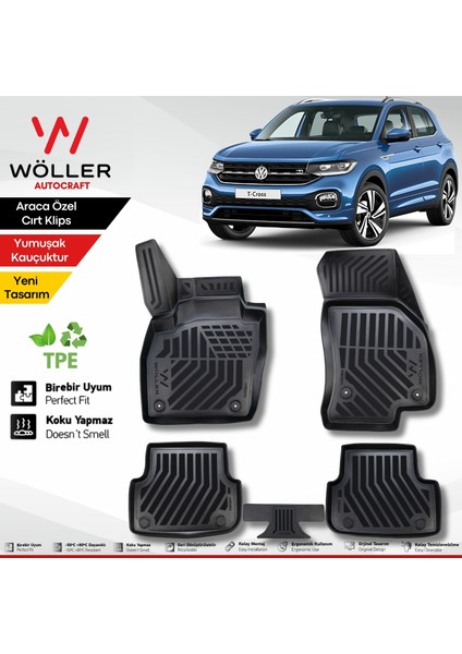 Vw T Cross Paspas 2022 Sonrası 3D Havuzlu Wöller Paspas
