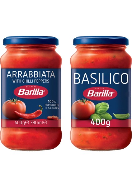 Basilico ve Arrabiatta Makarna Sosu 400 gr 2 Li Set