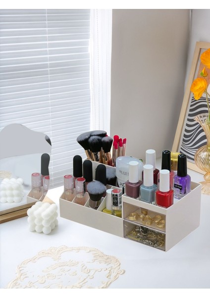 İki Çekmeceli Şık ve Pratik Makyaj Organizeri Düzenli Saklama Çözümü