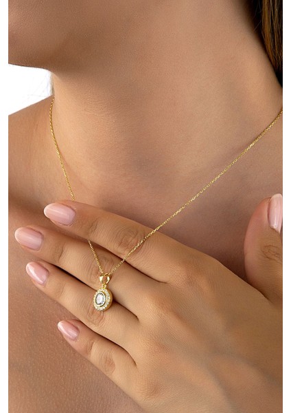 Altın Kaplama 925 Ayar Gümüş Çember Taş Çerçeveli 6mm Taşlı Kolye fiyatları