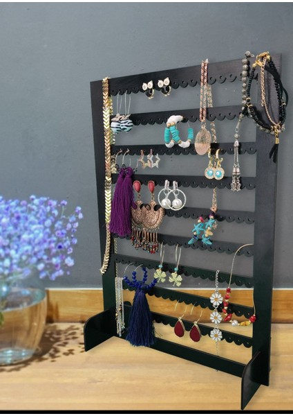 Şık Gri Dekoratif Takı Askısı ve Organizer, Çivi Küpe Standı modelleri