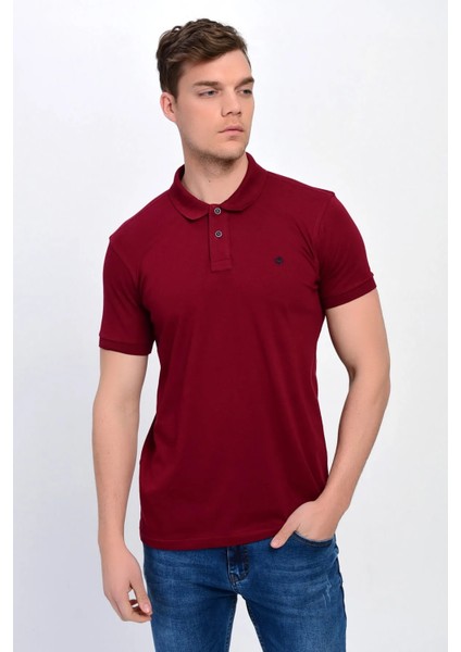 Erkek Bordo Polo Yaka Likralı T-Shirt T621 modelleri