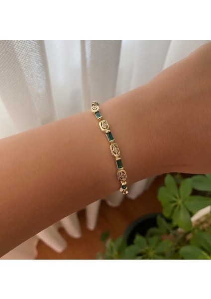 Özel Seri Zümrüt Yeşil Zirkon Taşlı Vip Bileklik fiyatları