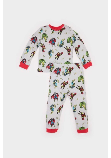 Yeni Sezon Erkek Bebek Marvel Comics Pijama Takımı Uzun Kollu Penye Üst Beli Lastikli Uzun Alt modelleri