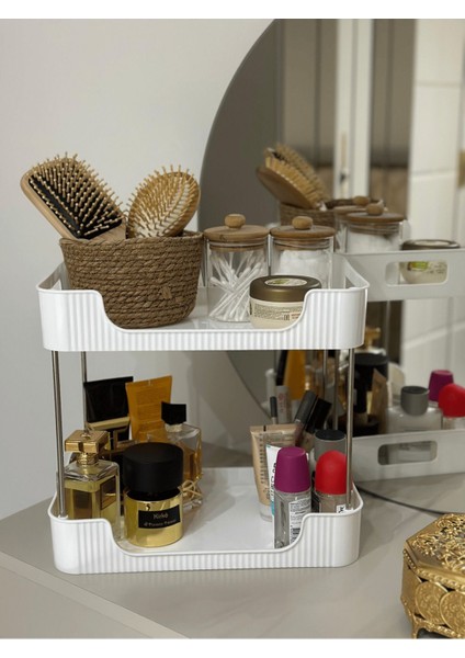 İki Katlı Çok Amaçlı Masa Organizer, Banyo, Mutfak, Ofis ve Makyaj Düzenleyici modelleri