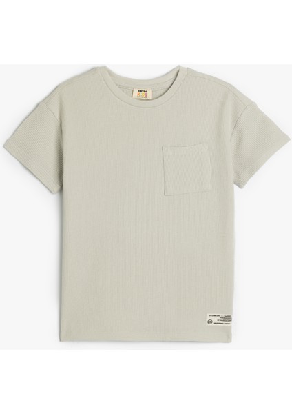 Yeni Sezon Oversize Basic Tişört Kısa Kollu Bisiklet Yaka Dokulu Cep Detaylı Pamuklu