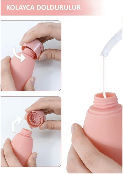 2'li Renkli Doldurulabilir Çantalı 6'lı 60 ml Seyahat Şişe Seti fırsatları