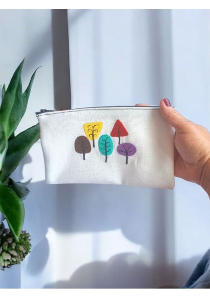 Renkli Ağaç Desenli Mini Makyaj Çantası 12X20 Cm, Şık ve Hafif Tasarım modelleri