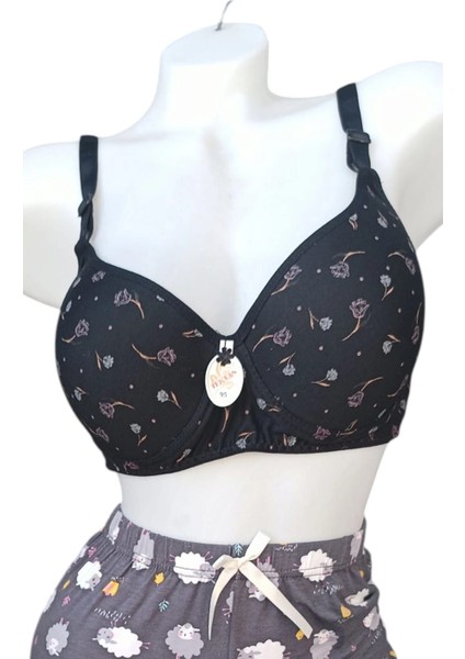 Çiçek Desenli Toparlayıcı Balensiz (Telsiz) Dolgusuz Sütyen